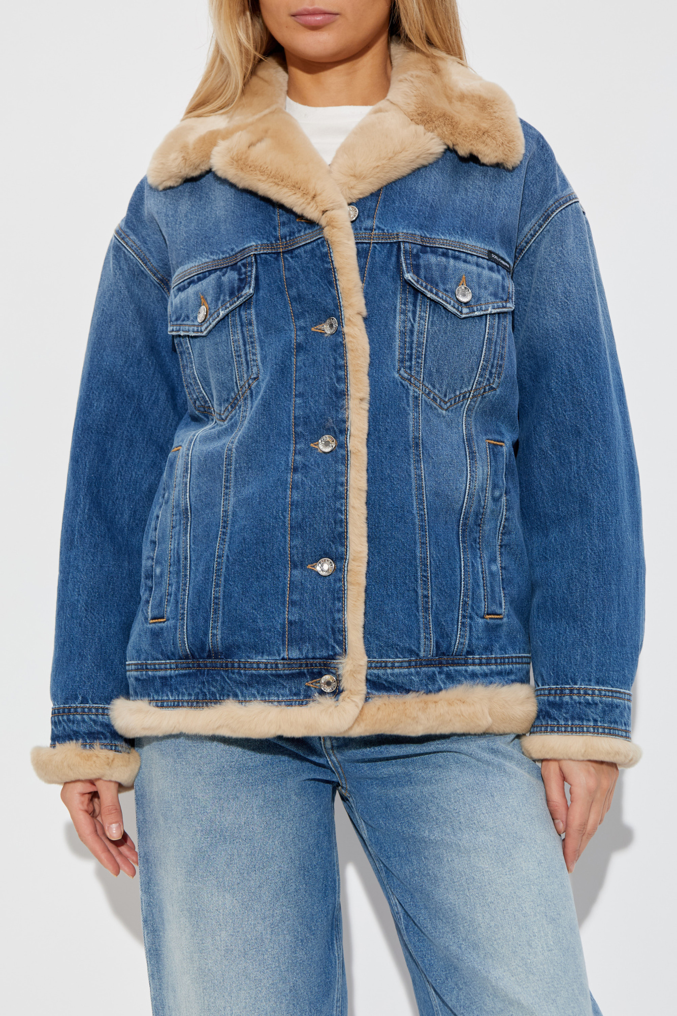 ジャケット・アウター SS2008 Dolce&Gabbana Faded Denim Jacket Dolce & Gabbana Denim jacket finished with rabbit fur